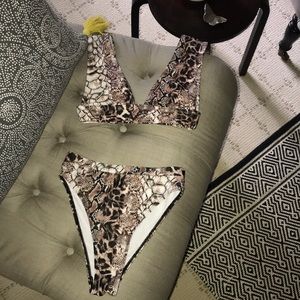 Missguided Snakeskin Bikini Set